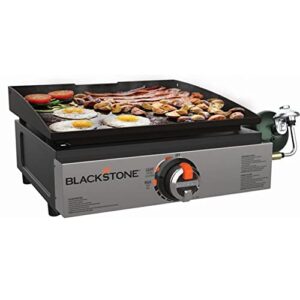 blackstone 1971 heavy duty flat top grill station for kitchen, camping, outdoor, tailgating, tabletop, countertop – stainless steel griddle with updated knobs & ignition, 17 inch