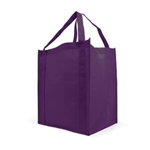 simply green solutions - reusable grocery bags, wide tote bags with 20-inch reinforced handle, shopping bags for groceries, reusable gift bags with handles, 13 x 15 x 10, pack of 10, deep purple