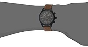 Timex Men’s T49905 Expedition Field Chronograph Black/Brown Leather Strap Watch