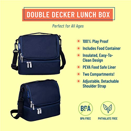 Wildkin Two Compartment Insulated Lunch Bag for Boys & Girls, Perfect for Early Elementary Lunch Box Bag, Ideal Size for Packing Hot or Cold Snacks for School & Travel Lunch Bags (Whale Blue)