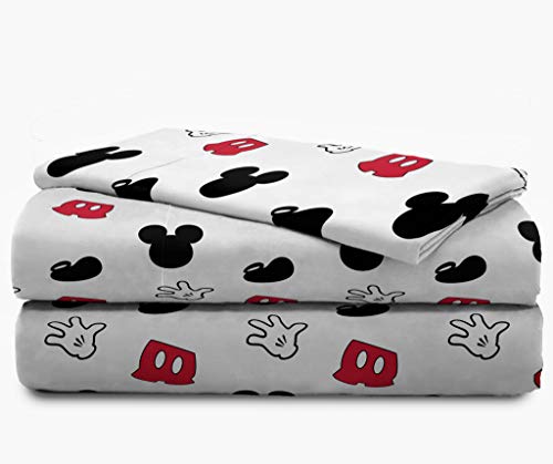 Jay Franco Disney Mickey Mouse Cute Faces 4 Piece Twin Bed Set - Includes Comforter & Sheet Set - Super Soft Fade Resistant Polyester - (Official Disney Product)