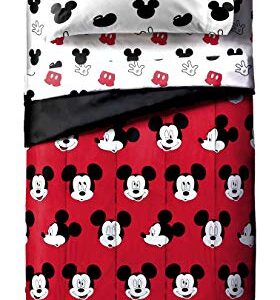 Jay Franco Disney Mickey Mouse Cute Faces 4 Piece Twin Bed Set - Includes Comforter & Sheet Set - Super Soft Fade Resistant Polyester - (Official Disney Product)