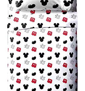 Jay Franco Disney Mickey Mouse Cute Faces 4 Piece Twin Bed Set - Includes Comforter & Sheet Set - Super Soft Fade Resistant Polyester - (Official Disney Product)