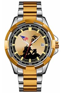 militarybest united states marine corps stainless iwo jima watch