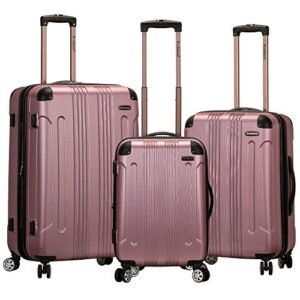 rockland london hardside spinner wheel luggage, pink, 3-piece set (20/24/28)