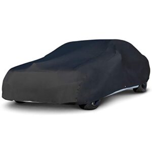budge bsc-3 indoor stretch car cover, luxury indoor protection, soft inner lining, breathable, dustproof, car cover fits cars up to 200", black