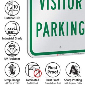 SmartSign - K-7690-EG-12x18 "Welcome - Visitor Parking" Sign | 12" x 18" 3M Engineer Grade Reflective Aluminum Green on White