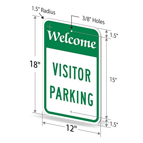 SmartSign - K-7690-EG-12x18 "Welcome - Visitor Parking" Sign | 12" x 18" 3M Engineer Grade Reflective Aluminum Green on White