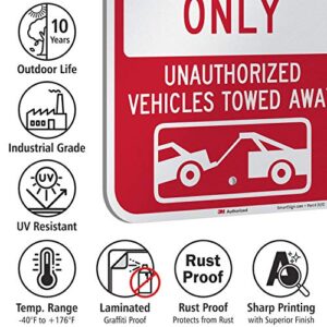 SmartSign - K-8727-EG-12x18 "Reserved Parking For Tenants, Unauthorized Vehicles Towed" Sign | 12" x 18" 3M Engineer Grade Reflective Aluminum Red on White