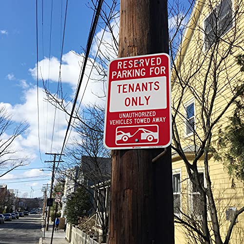 SmartSign - K-8727-EG-12x18 "Reserved Parking For Tenants, Unauthorized Vehicles Towed" Sign | 12" x 18" 3M Engineer Grade Reflective Aluminum Red on White