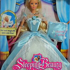 Barbie 1998 Sleeping Beauty Doll with Dress, Shoes and Musical Pillow Plus Her Eyes Magically Open and Close