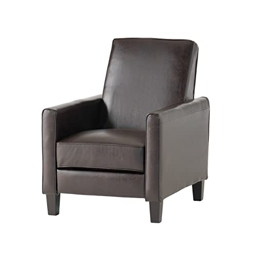 Great Deal Furniture Lucas Brown Leather Modern Sleek Recliner Club Chair