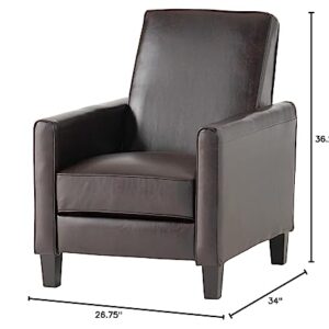 Great Deal Furniture Lucas Brown Leather Modern Sleek Recliner Club Chair