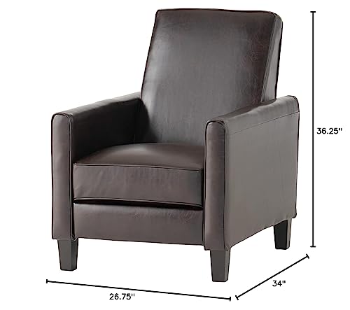 Great Deal Furniture Lucas Brown Leather Modern Sleek Recliner Club Chair
