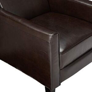 Great Deal Furniture Lucas Brown Leather Modern Sleek Recliner Club Chair