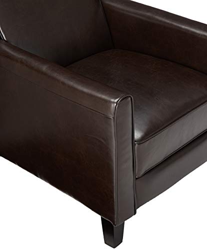 Great Deal Furniture Lucas Brown Leather Modern Sleek Recliner Club Chair