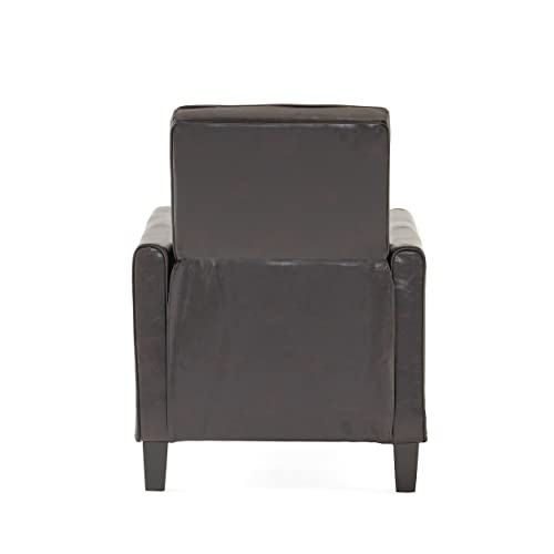 Great Deal Furniture Lucas Brown Leather Modern Sleek Recliner Club Chair