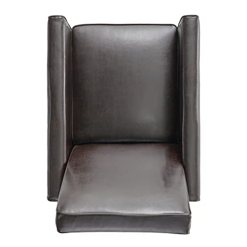 Great Deal Furniture Lucas Brown Leather Modern Sleek Recliner Club Chair