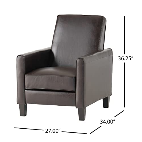 Great Deal Furniture Lucas Brown Leather Modern Sleek Recliner Club Chair