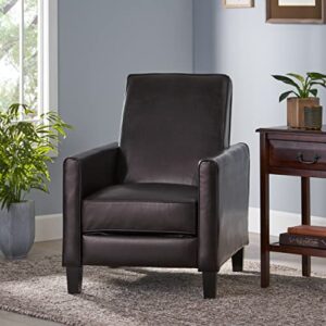 Great Deal Furniture Lucas Brown Leather Modern Sleek Recliner Club Chair