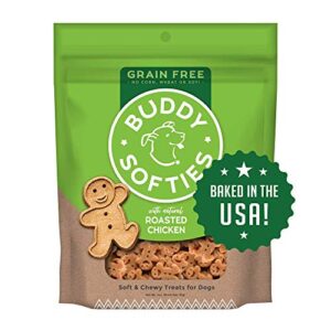 buddy biscuits grain free soft & chewy dog treats, small dog or large dogs training, healthy roasted chicken 5 oz.