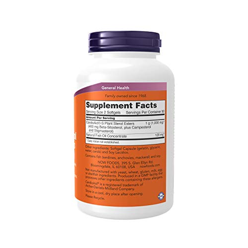 NOW Supplements, Beta-Sitosterol Plant Sterols with CardioAid®-S Plant Sterol Esters and Added Fish Oil, 180 Softgels