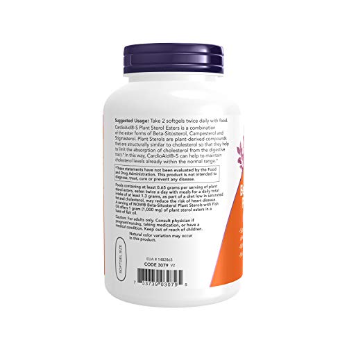 NOW Supplements, Beta-Sitosterol Plant Sterols with CardioAid®-S Plant Sterol Esters and Added Fish Oil, 180 Softgels