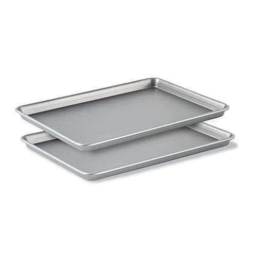 Calphalon Baking Sheets, Nonstick Baking Pans Set for Cookies and Cakes, 12 x 17 in, Set of 2, Silver