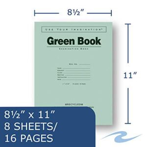 Roaring Spring 77509 Green Books Exam Books Stapled Wide Rule 11 x 8 1/2 8 Sheets/16 Pages