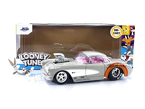 Looney Tunes 1:24 1957 Chevrolet Corvette Die-cast Car & 2.75" Bugs Bunny Figure, Toys for Kids and Adults