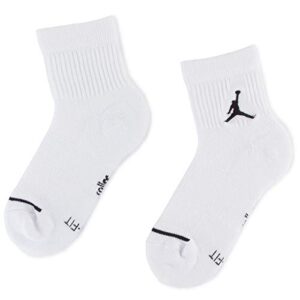 Nike Jordan Jumpman Quarter Socks (3 Pair) SX5544-100 (Medium, White/Black)