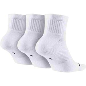 Nike Jordan Jumpman Quarter Socks (3 Pair) SX5544-100 (Medium, White/Black)