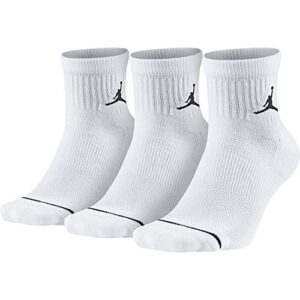 Nike Jordan Jumpman Quarter Socks (3 Pair) SX5544-100 (Medium, White/Black)