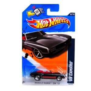 hot wheels 2012-108 '69 camaro muscle mania black 1:64 scale scan & track card