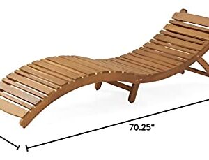 Christopher Knight Home Lahaina Wood Outdoor Chaise Lounge, Natural Yellow