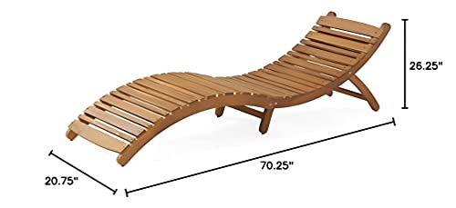 Christopher Knight Home Lahaina Wood Outdoor Chaise Lounge, Natural Yellow