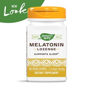 Natures Way Melatonin Lozenge, Supports Sleep*, Vegan, 100 Lozenges