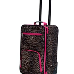 Rockland Jungle Softside Upright Luggage, Pink Leopard, 4-Piece Set (14/29/24/28)