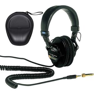 sony mdr-7506 professional large diaphragm headphones with headphone case bundle