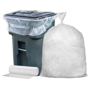 plasticplace 65 gallon trash bags │ 1.5 mil │ clear heavy duty garbage can liners │ 50” x 48” (50count)
