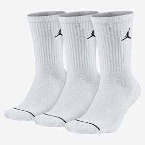 jordan jordan jumpman crew 3ppk socks white white black size l