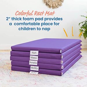 ECR4Kids SoftZone Rainbow Rest Mat, 2in, Sleeping Pad, Purple, 5-Piece