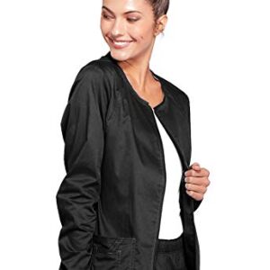 Cherokee Zip Front Scrub Jackets for Women, Workwear Core Stretch Soft Brushed Twill 4315, L, Black