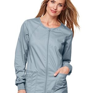 Cherokee Zip Front Scrub Jackets for Women, Workwear Core Stretch Soft Brushed Twill 4315, S, White