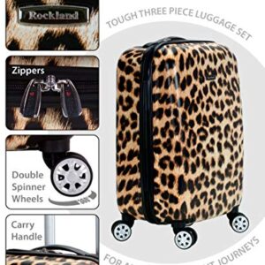Rockland Safari Hardside Spinner Wheel Luggage, Leopard, 3-Piece Set (20/24/28)