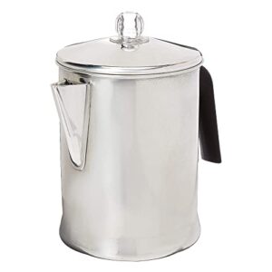 primula today aluminum stove top percolator maker durable, brew coffee on stovetop, 9 cup, silver