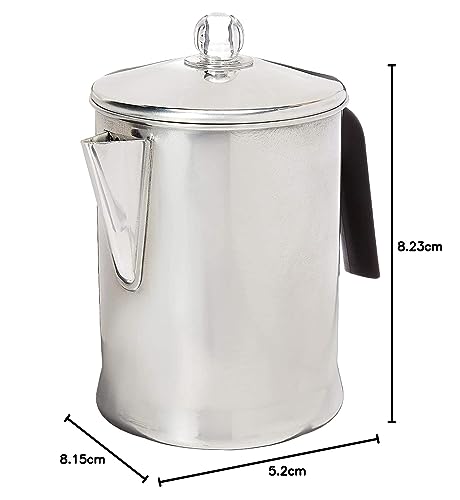 Primula Today Aluminum Stove Top Percolator Maker Durable, Brew Coffee On Stovetop, 9 Cup, Silver