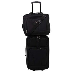 Travelers Club Bowman Expandable Luggage, Black, 3-Piece Set (Dopp/Tote/20)