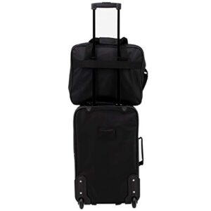 Travelers Club Bowman Expandable Luggage, Black, 3-Piece Set (Dopp/Tote/20)