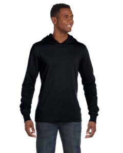 bella canvas jersey long sleeve hoodie black